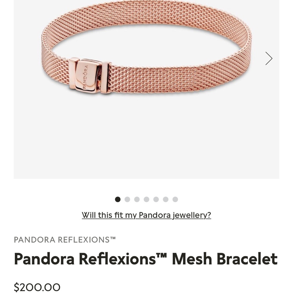 Pandora reflections mesh rose gold bracelet with 4 charms